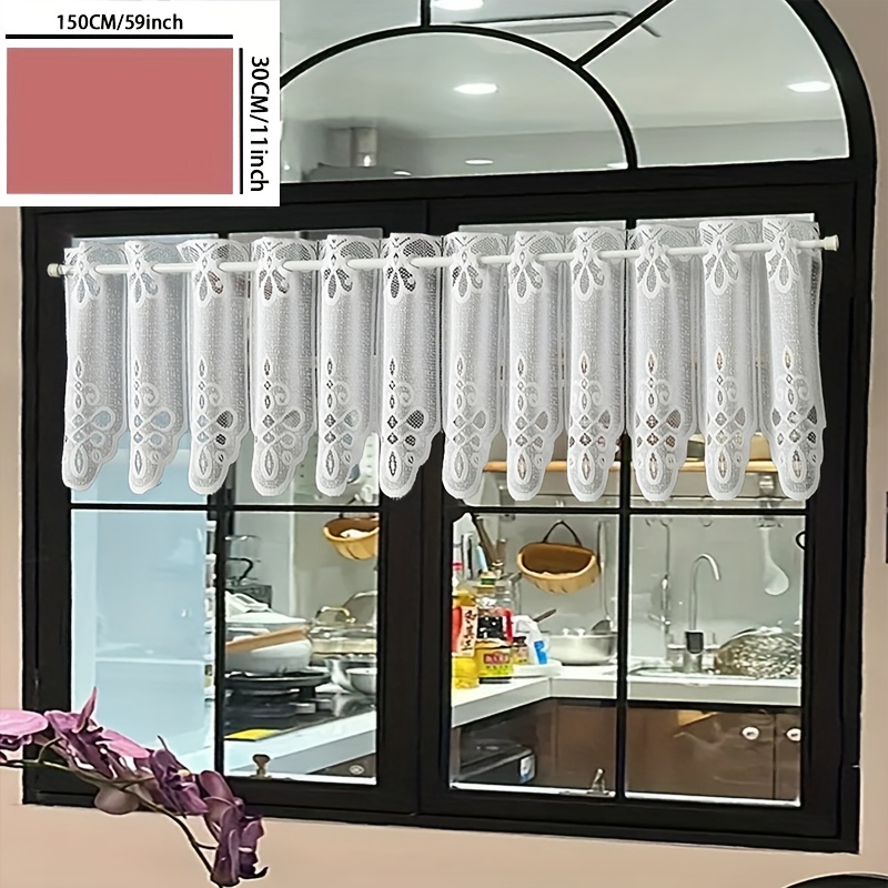 1pc White Lace European Floral Coffee Curtain