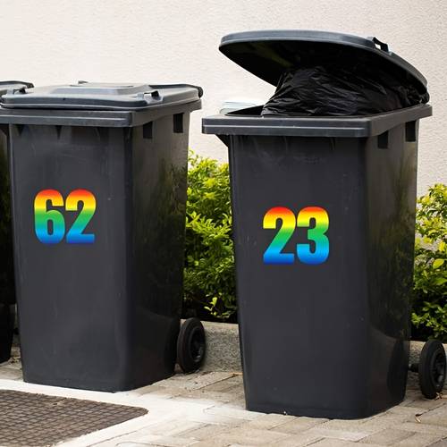 a pack of 3 trash can number stickers wheeled trash can self stickers trash can number wheeled trash can door outdoor wheelie bin stickers number