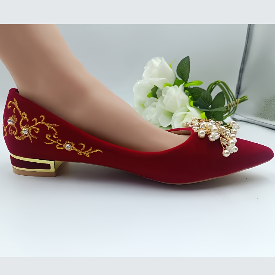 chinelos bordados elegantes para mulheres sapatos de noiva Temu