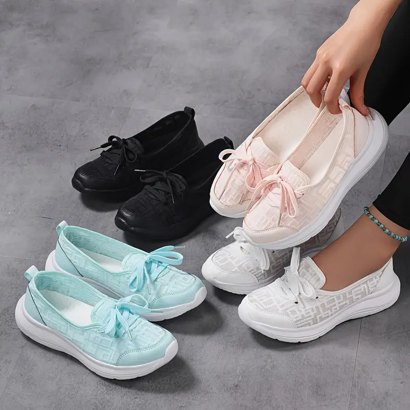 1 pair womens breathable mesh flats round toe slip on shoes with fabric insole and md sole for details 1