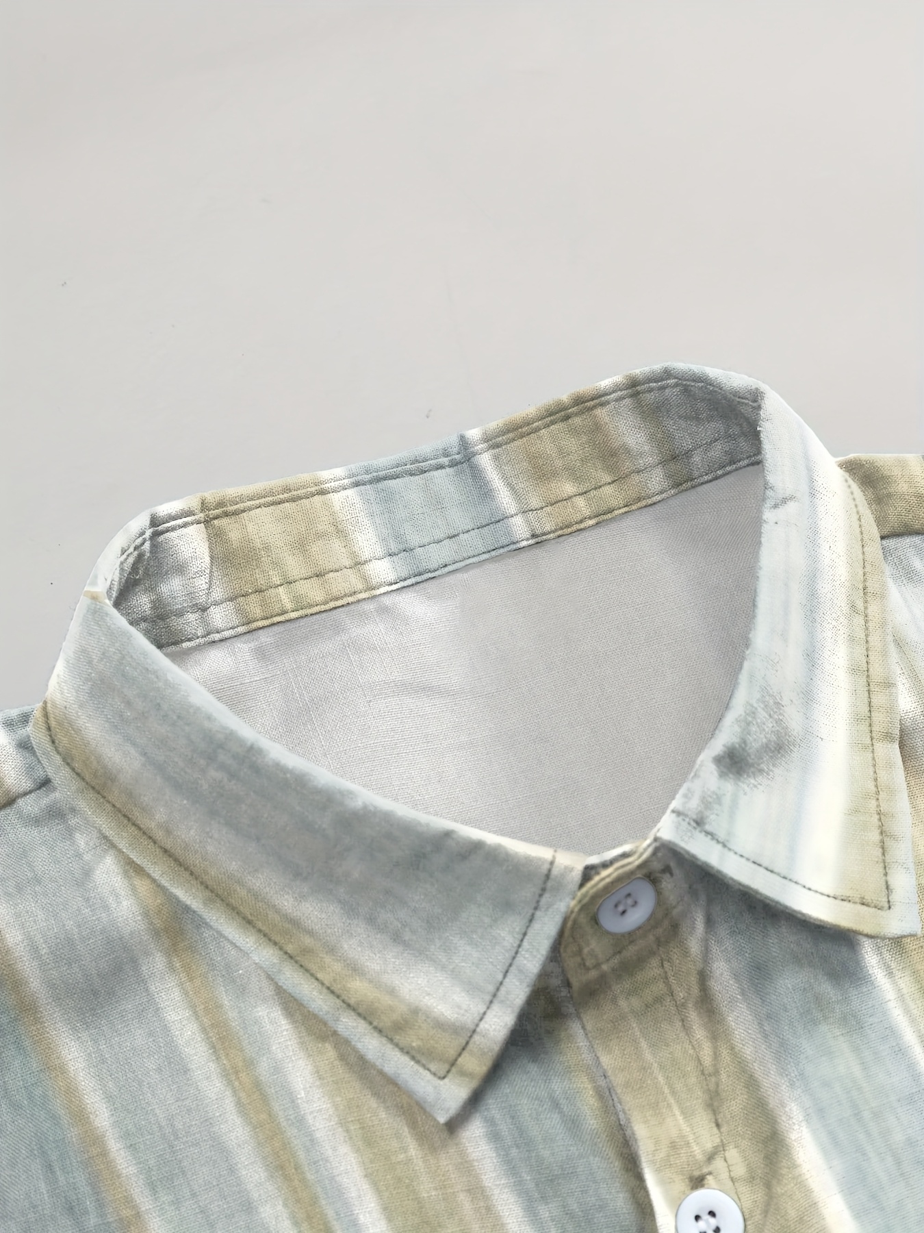 Men'S Casual Striped Short Sleeve Button-Up Shirt - Light Blue & White Vertical Stripes, Collar, Regular Fit Summer Casual Wear, Short Sleeve Button Blouses, PLUS SIZE
