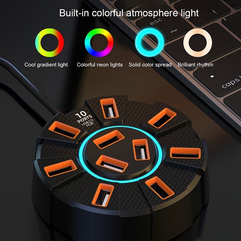 High-Speed 7/10-Port USB 2.0 Hub with LED (2 Colors)