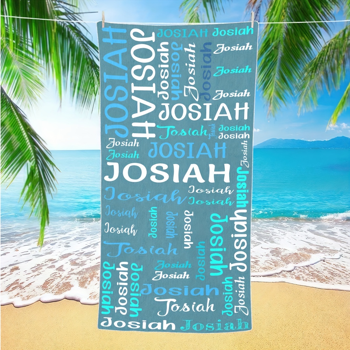 

1pc Customized Beach Towel, Personalized Beach Blanket, Super Absorbent & Quick-drying Swimming Towel, Suitable For Beach Swimming Outdoor Camping Travel, Ideal Beach Essentials