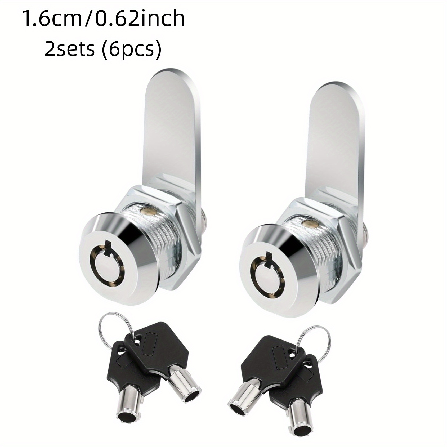 TEMU 2sets (6pcs) Cam Lock, Lock Core With Key, 5/ 8 Inch/ 1 Inch Cabinet Cam Lock Set, For Office Door Cabinets, Box Cabinets, Letter Box Cabinets,