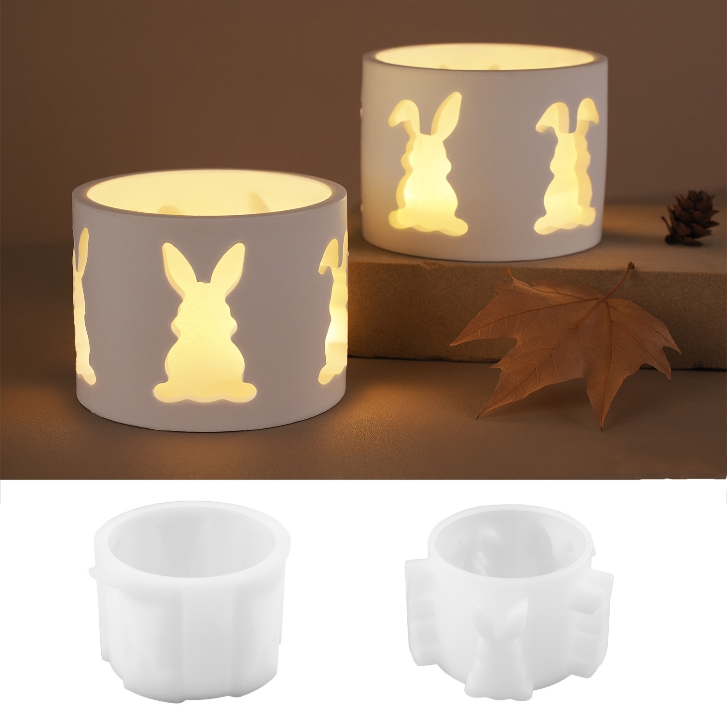 

1pc Easter Bunny Silhouette 3d Hollow-out Plaster Mold, Diy Handmade Cement Candle Holder Casting Mold, Epoxy Resin Silicone Mold For Decor Gift, Irregular Shape