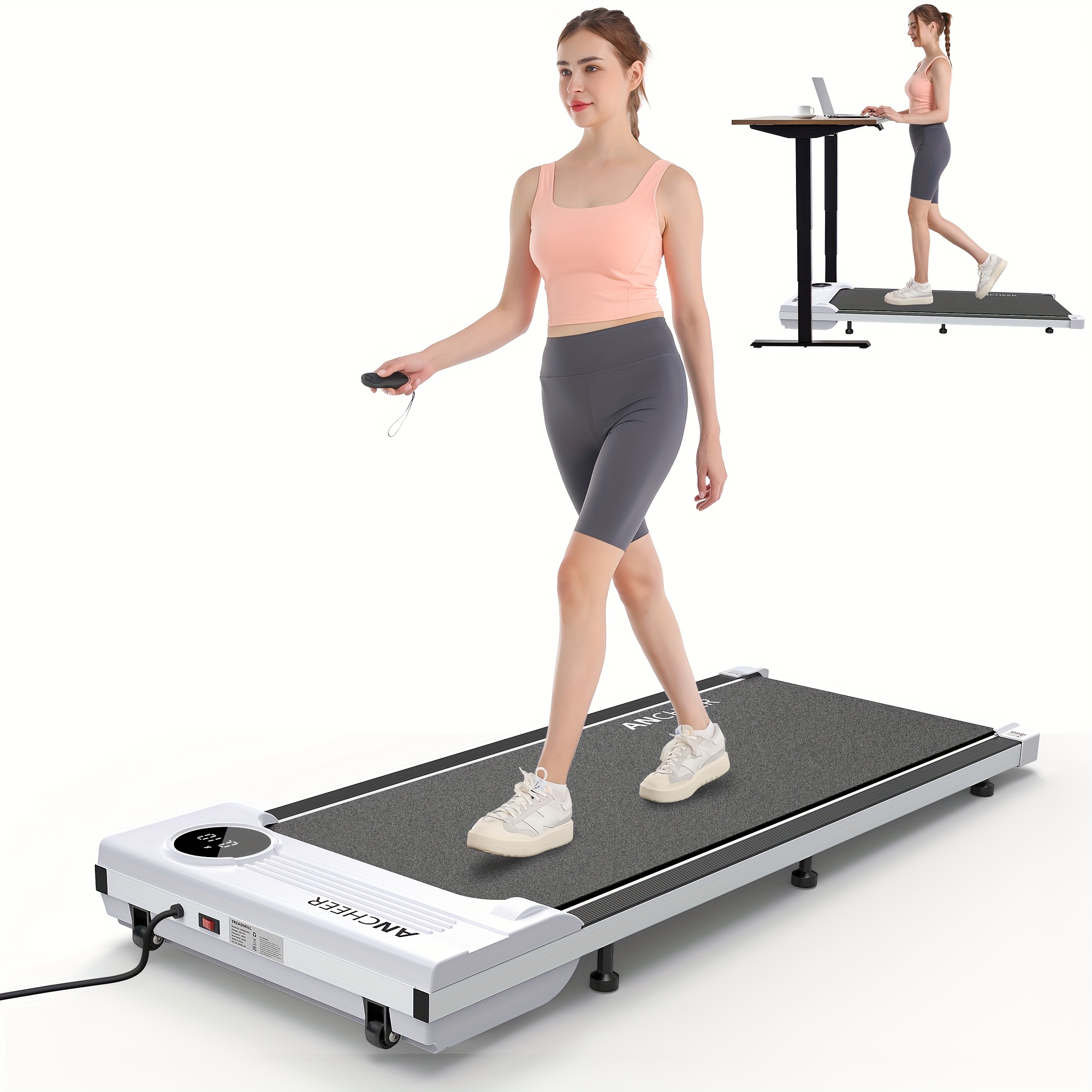FUNMILY Treadmill, Under Desk Treadmill/ Remote Control/ 2 Seconds Folding Treadmill/ Maximum Treadmill 300 lbs Capacity - Walking Mat/ Home/ Gym/ Office Compact Motorized Treadmill