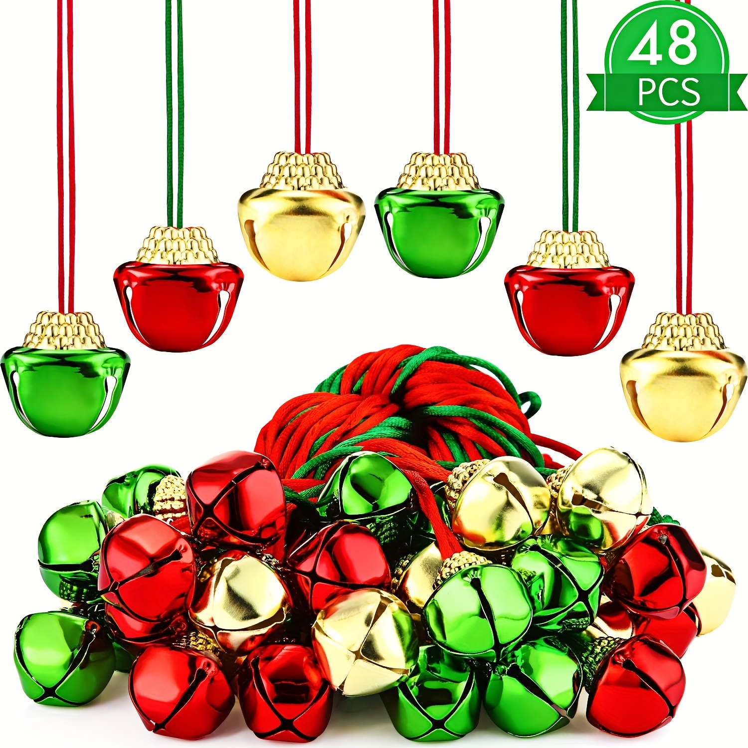 TEMU Christmas Bell Necklaces Available In Sets Of 12, 36, Or 48, Featuring Ribbons, Holiday Parties And As Stocking Stuffers