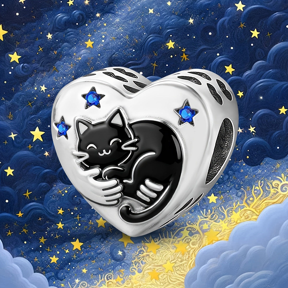 Silver Plated Cute Cat Pendant for Bracelet & Necklace