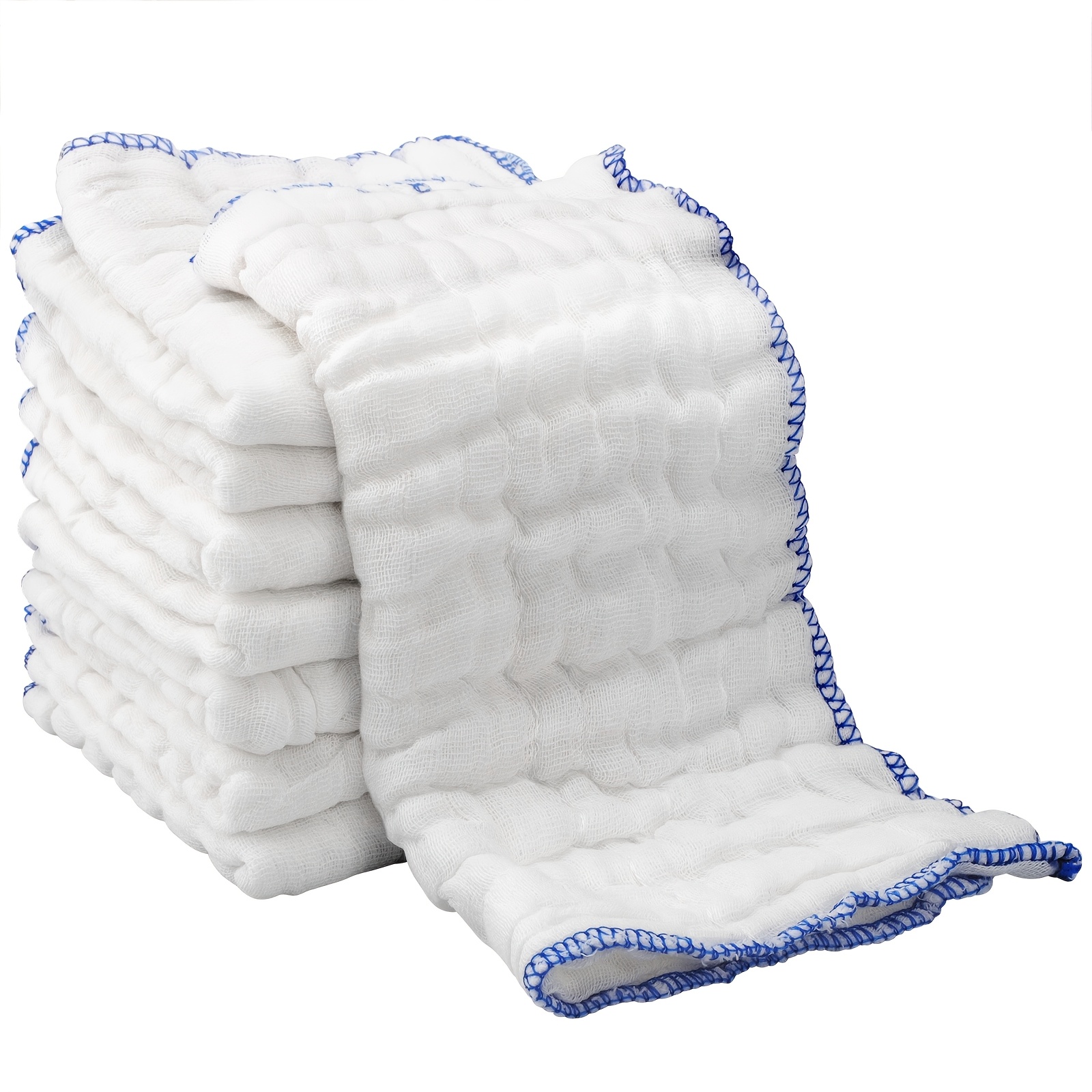 TEMU Of 8 Dish Towels, Absorbent And Reusable, Made Of White Cotton Gauze For Use And Dining Area