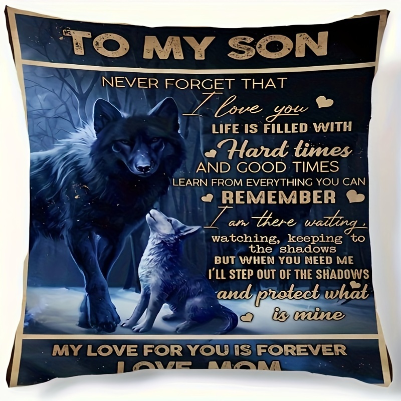 

1pc, To My Son Inspirational Pillow Cover, 17.7x17.7 Inch, Single-sided Print Polyester, Contemporary Style, Mother's Gift For Bedroom, Sofa Decor, Hotel Decorative Cushion (pillow Core Not Included)