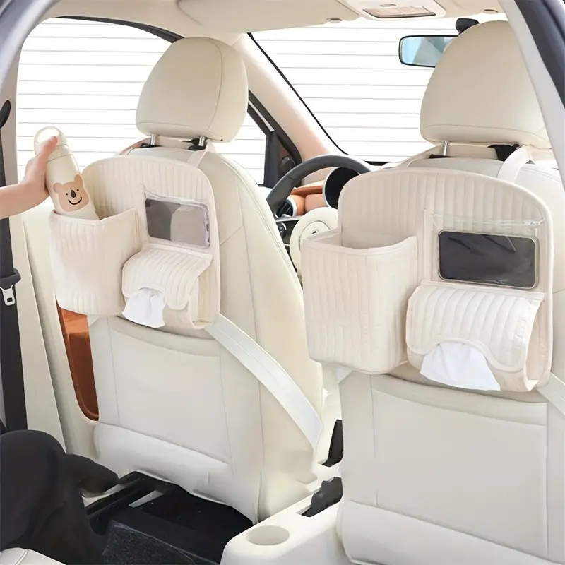 car back storage with multifunctional hooks tissue box and miscellaneous items organizer for vehicles Product details 1