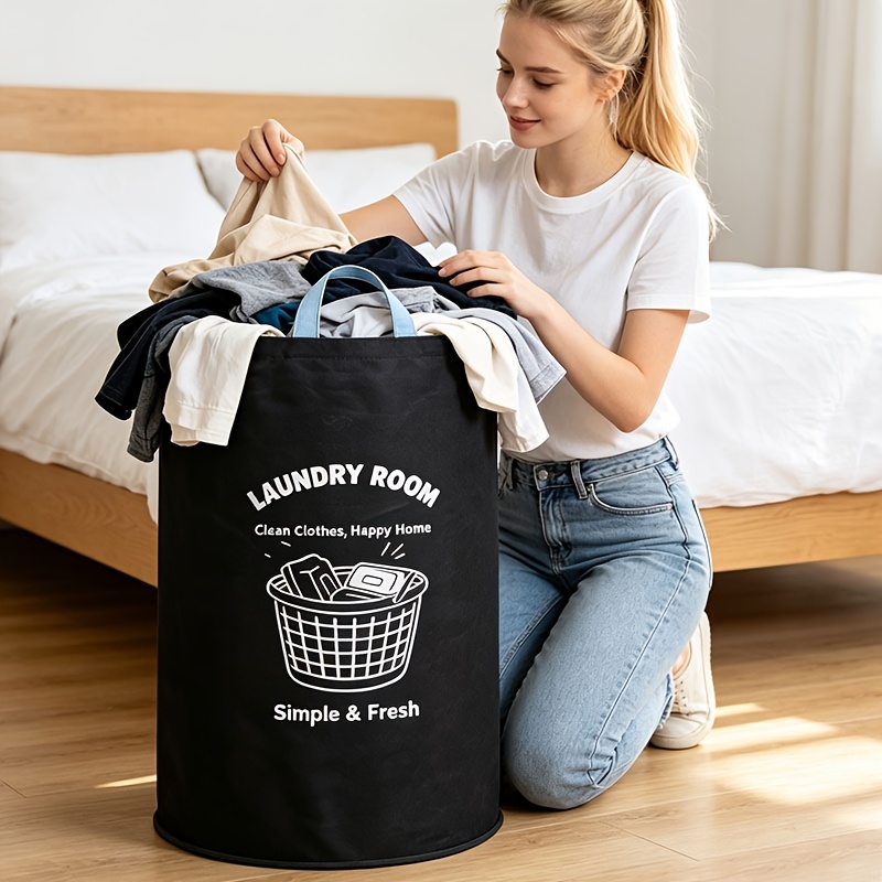 Large Capacity 600d Oxford Cloth Foldable Laundry Basket With Printed Pattern, Laundry Baskets