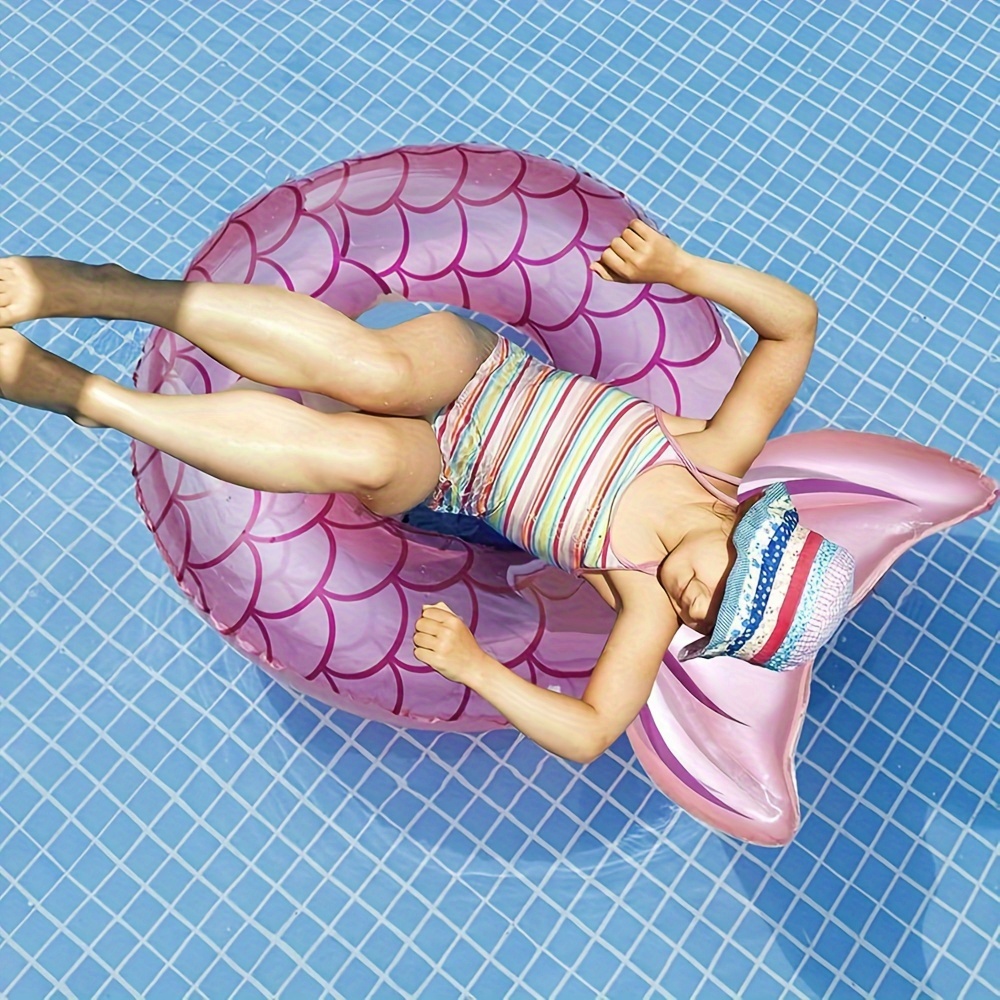 Mermaid With Backrest Inflatable Swimming Ring Pool Floater - Temu