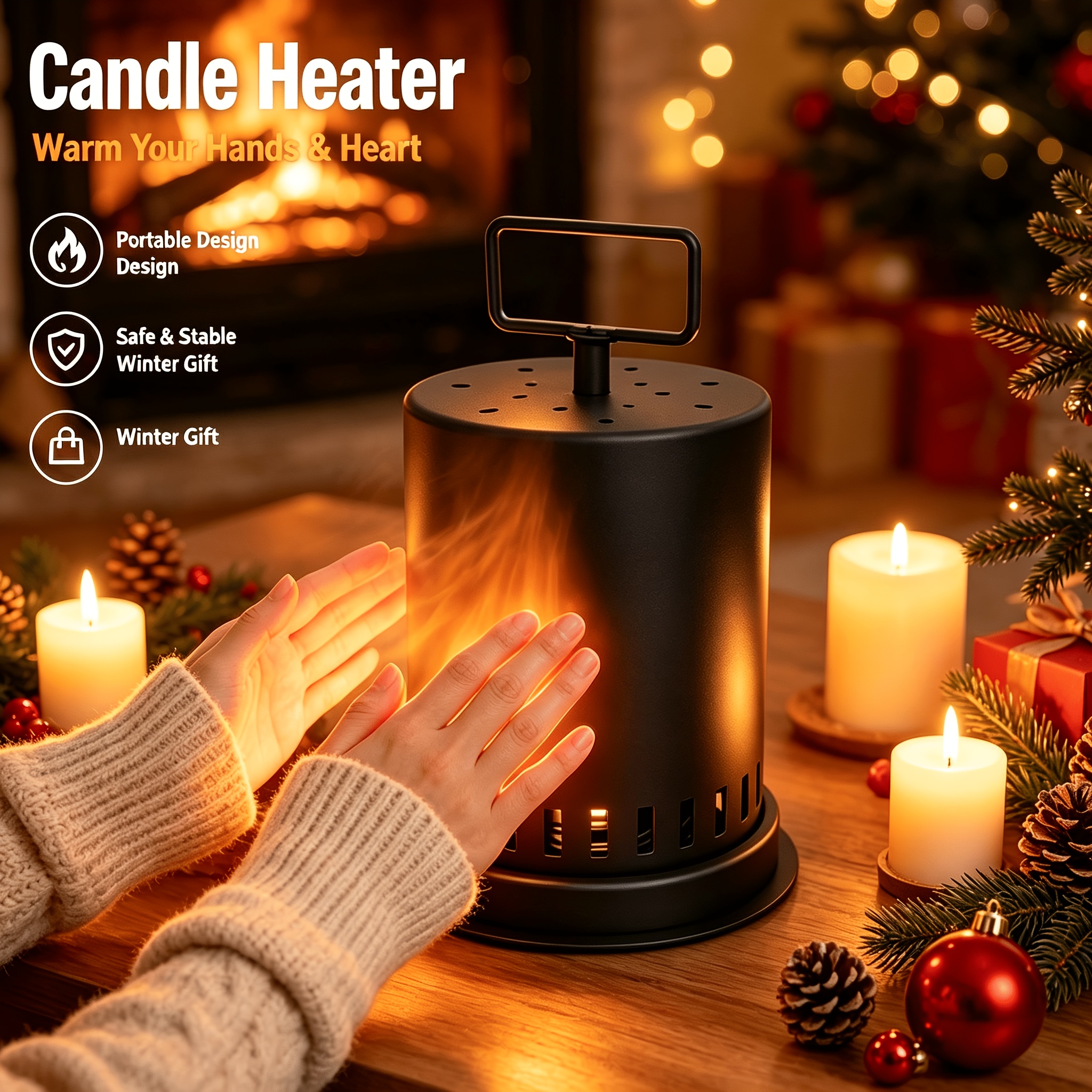 TEMU This Uniquely Designed Wrought Iron Candle Heater Of High-quality, Durable Materials And Features A Handle. A Perfect Winter Hand Warmer For