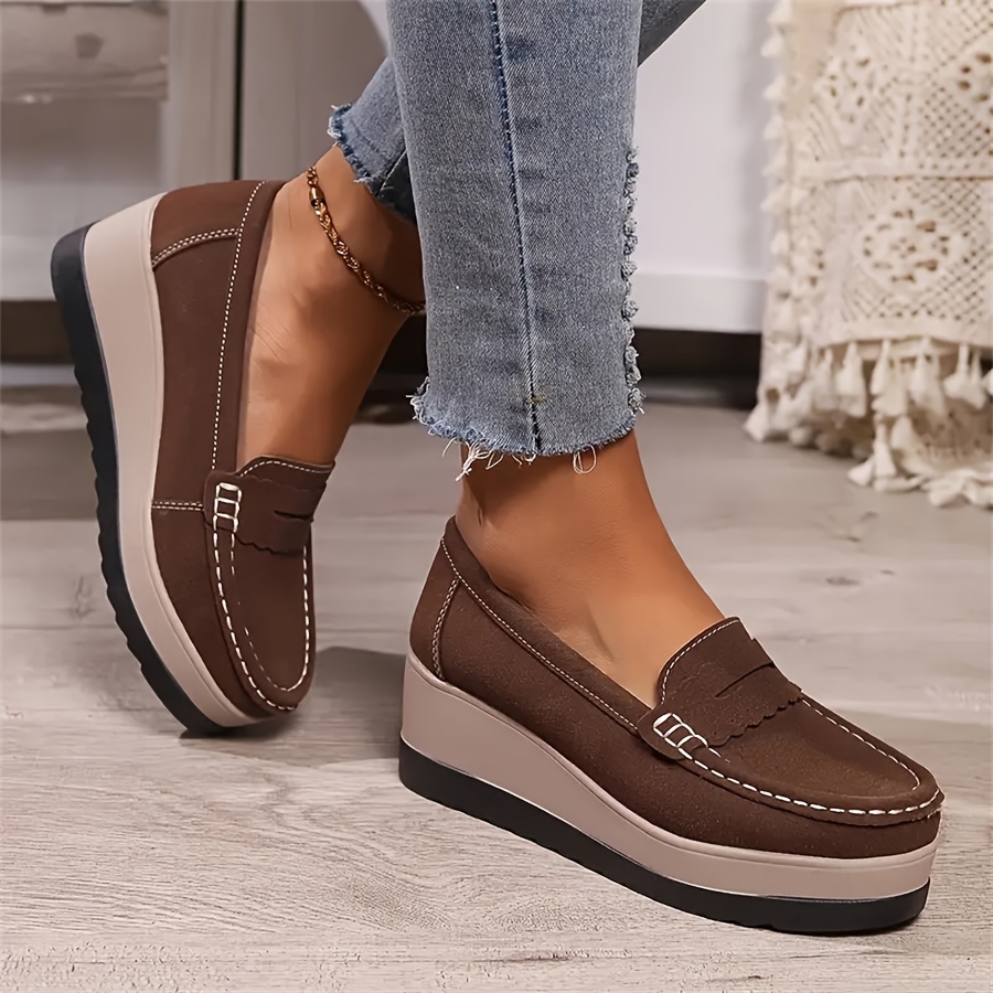 Mocassins Femme à Plateforme Confortables, Sans Lacets, Antidérapants – Plusieurs Couleurs (bleu, Noir, Beige, Etc.)