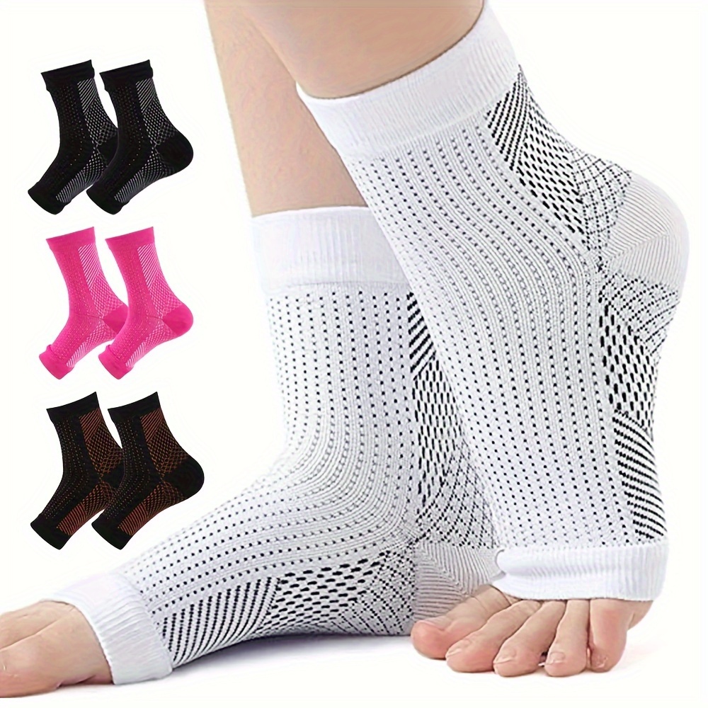 

3 Pairs Ankle Compression Sleeve, Toeless Socks With Arch Brace Support For Men & Women, Open Toe Compression Socks Surpprot Running Climbing Cycling