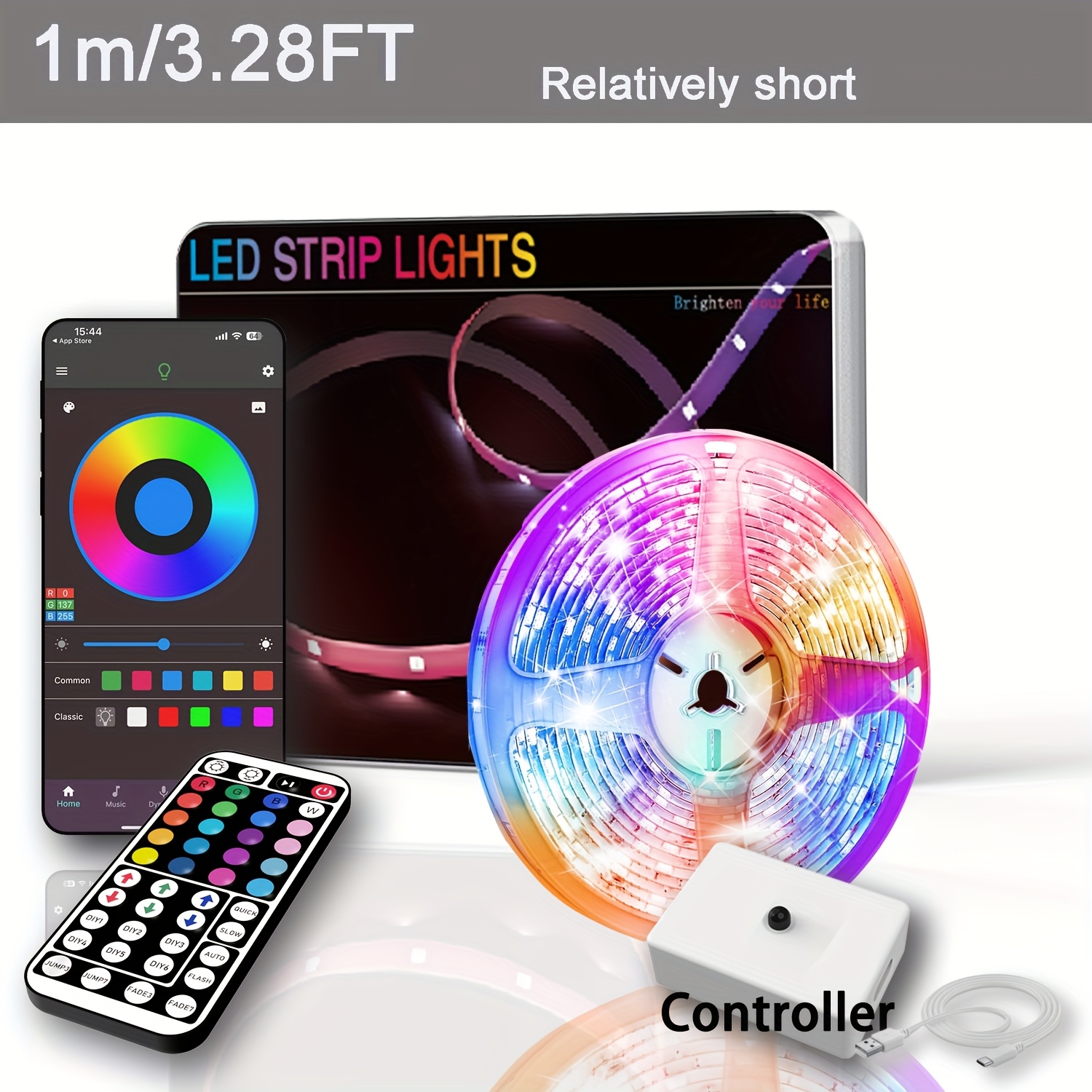 LED Strip Lights, 91.44cm-29.99meter LED Light Strips, Sync with Music, with Timer Settings, 44Key Remote And APP Control, with Modes, Adjustable Brightness, for Bedroom Living Room Kitchen, Corridor, Party Decor, Atmosphere Decorations And Gifts