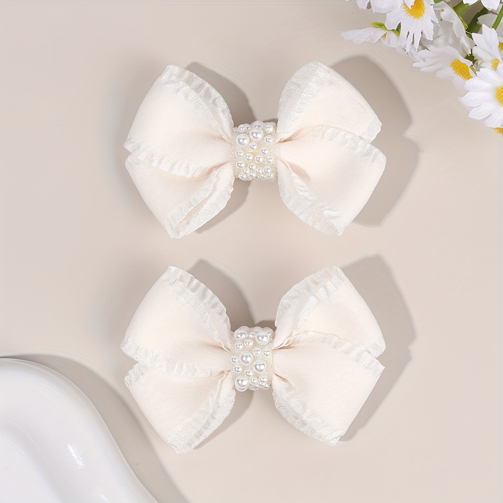 E-shop Set mit 2 eleganten Haarspangen mit Kunstperlen für Damen, perfekte Haarnadeln mit gefalteten Kanten, Accessoires zum Verkleiden bei Partys