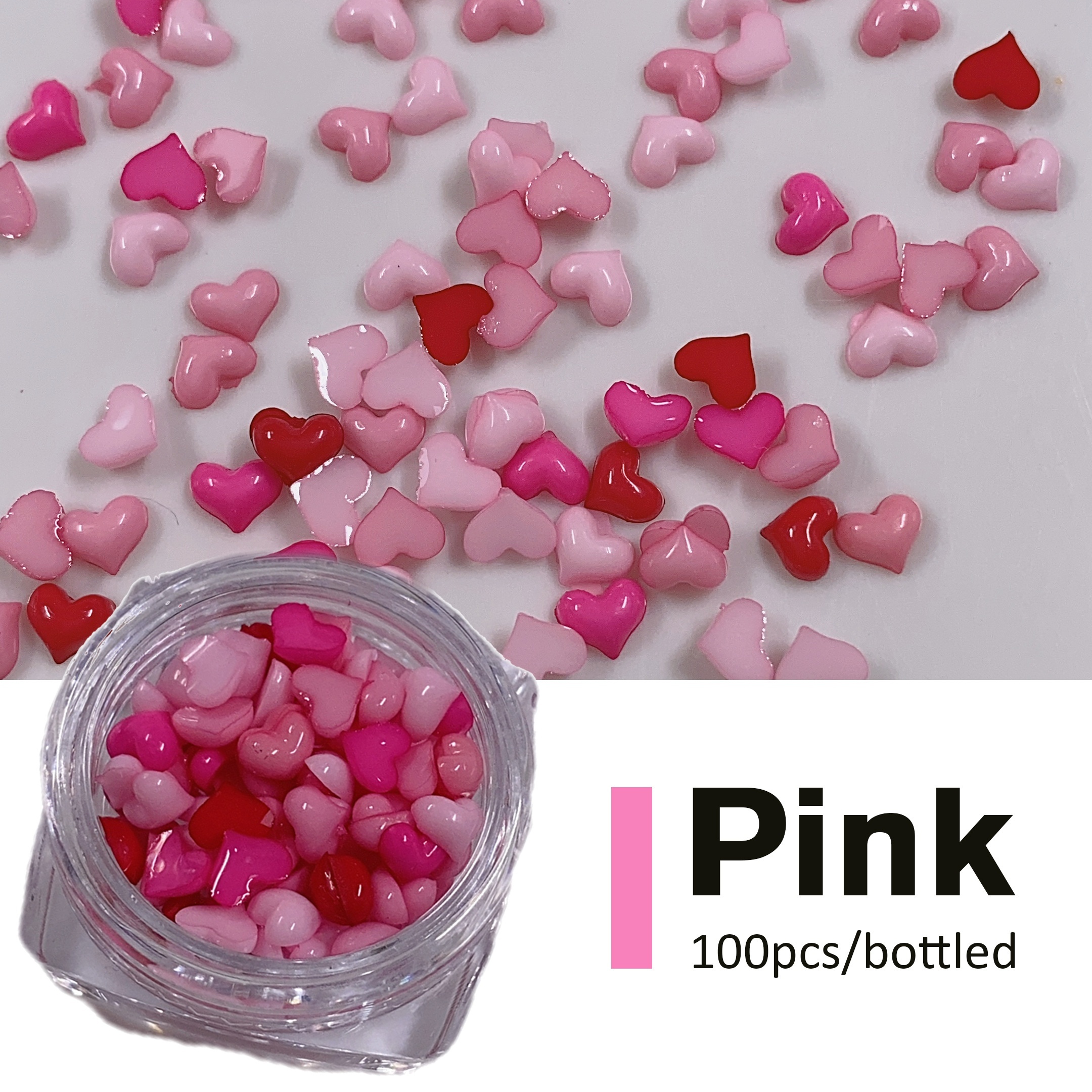 1 Bottle Of 's Day Mini Heart 3d Nail Decor - Resin Rhinestones For Nail Decoration And Accessories, Nail Decoration, I Love You