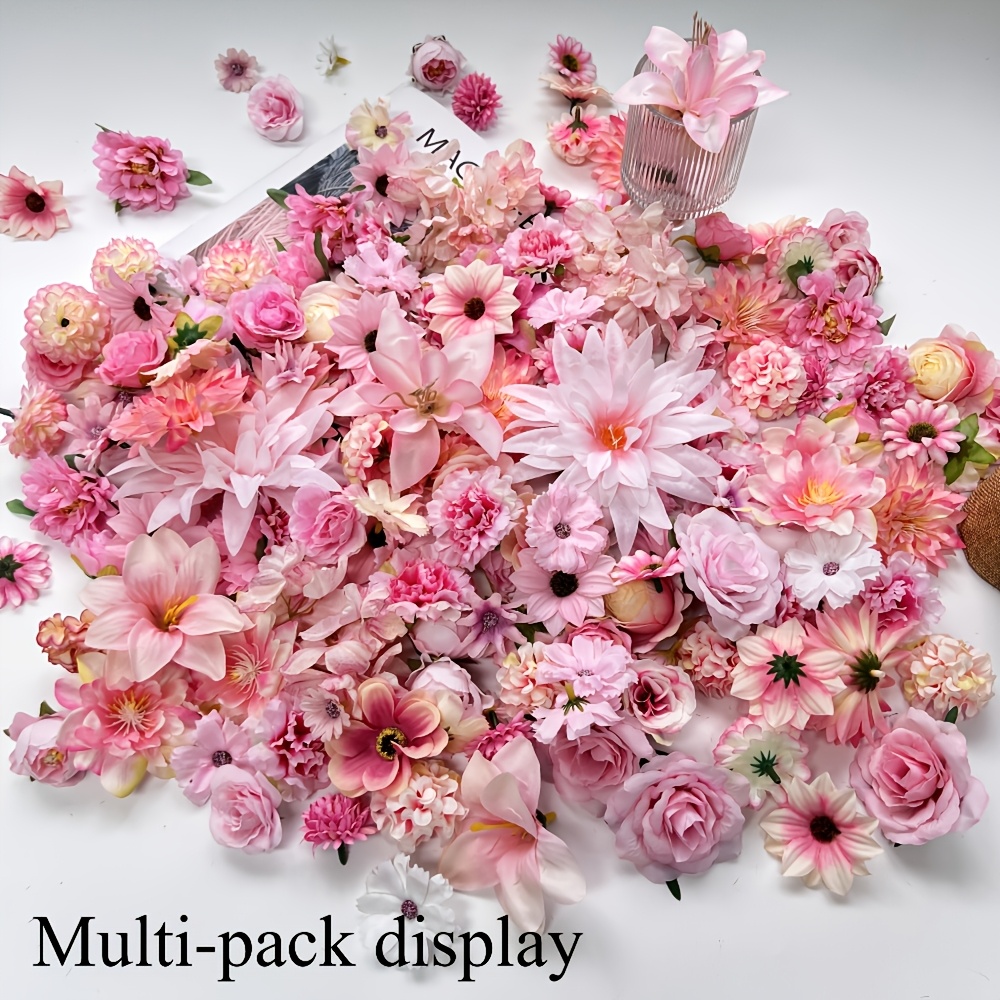 Image of 28pcs Simulated Flower Head Hybrid - Multi Purpose Handmade Flower Decoration, Suitable For Wedding, Home Decoration, Random Color Varieties