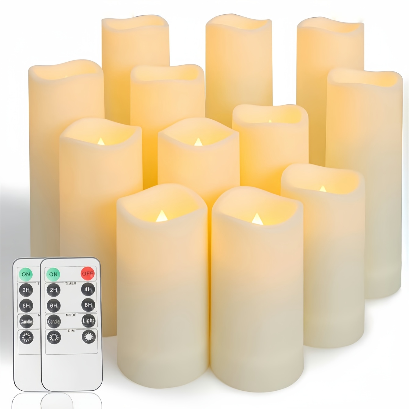 Image of Set Of 12 Flameless Candles Battery Operated, Real Wax Led Candles, Set Of 12 Battery Operated Candle With Remote Control For Party, Wedding, Holiday Decoration