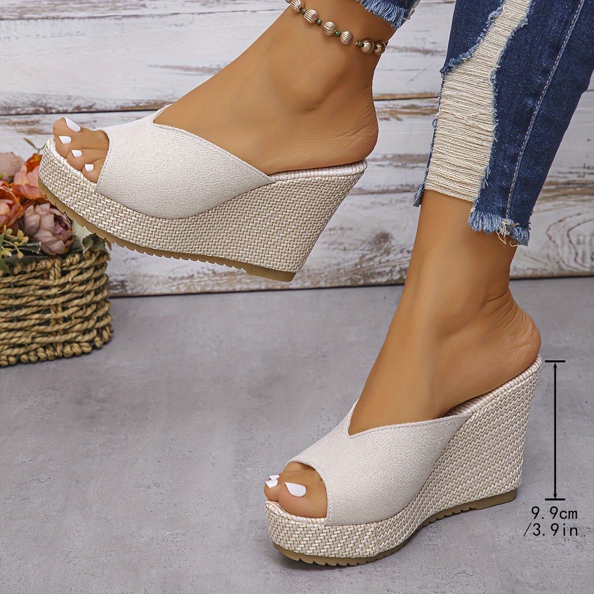 Women's Platform Slip On Sandals, Casual Summer Walking Wedge Sandals, Non-slip Holiday Beach Sandals