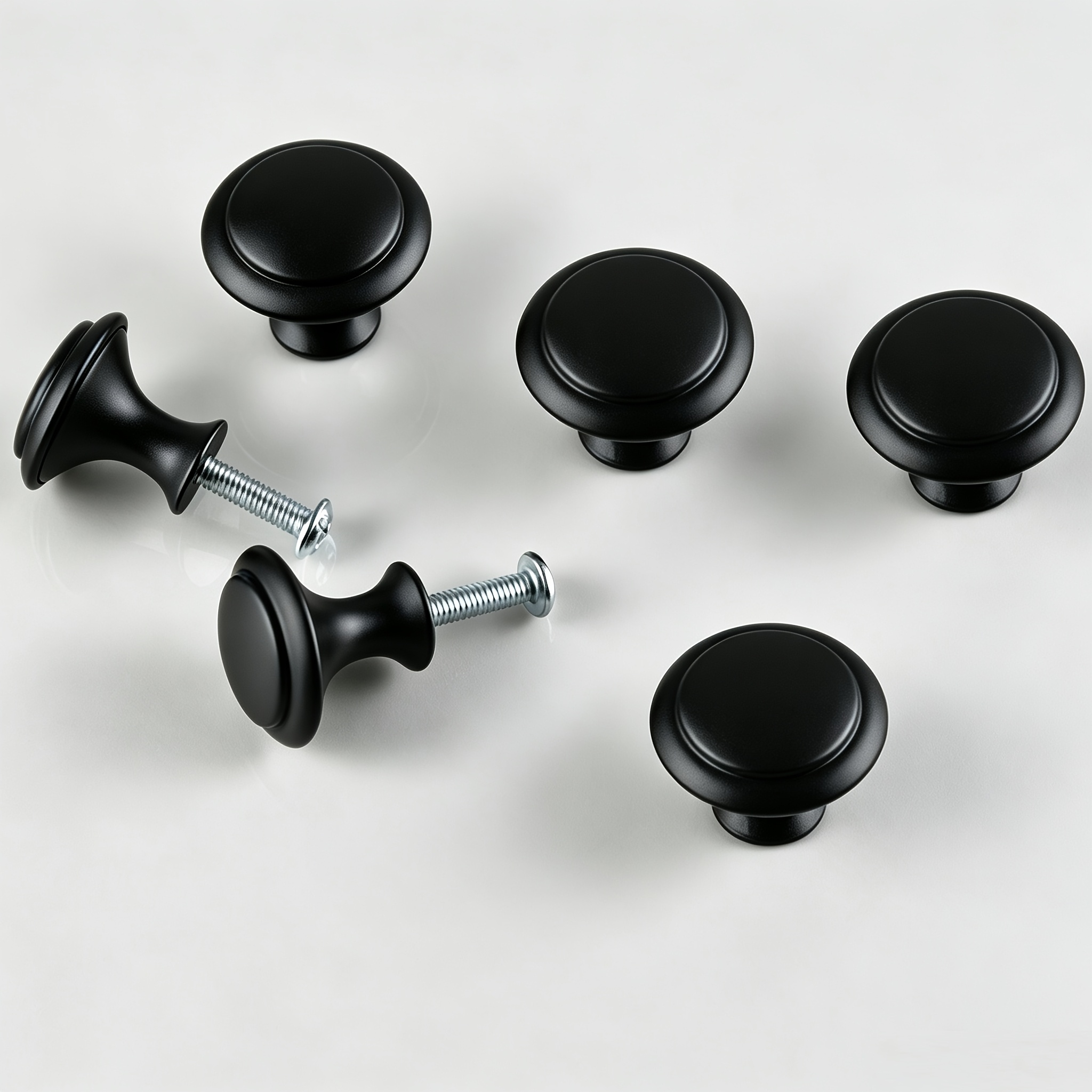 TEMU 6 Matte Black Round Cabinet Door Knobs, Single-hole Drawer Handles, Furniture Handles With Mounting Screws