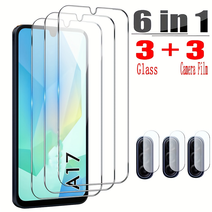 E-shop 6-in-1: 3x Display-Schutzfolie aus Glas + 3x Kameralinsen-Folie für for Samsung Galaxy A17