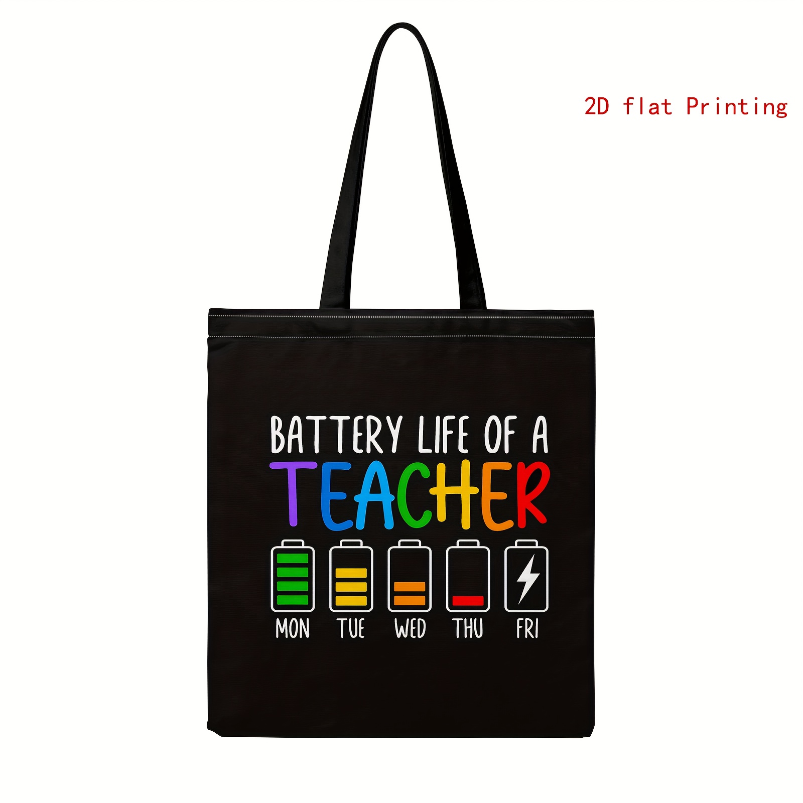 TEMU 1pc Teacher' Power State Print Tote Bag, Large Capacity Shoulder Bag, Casual Handbag And Shopping Bag Handbag Large Women's Casual Shoulder Bag