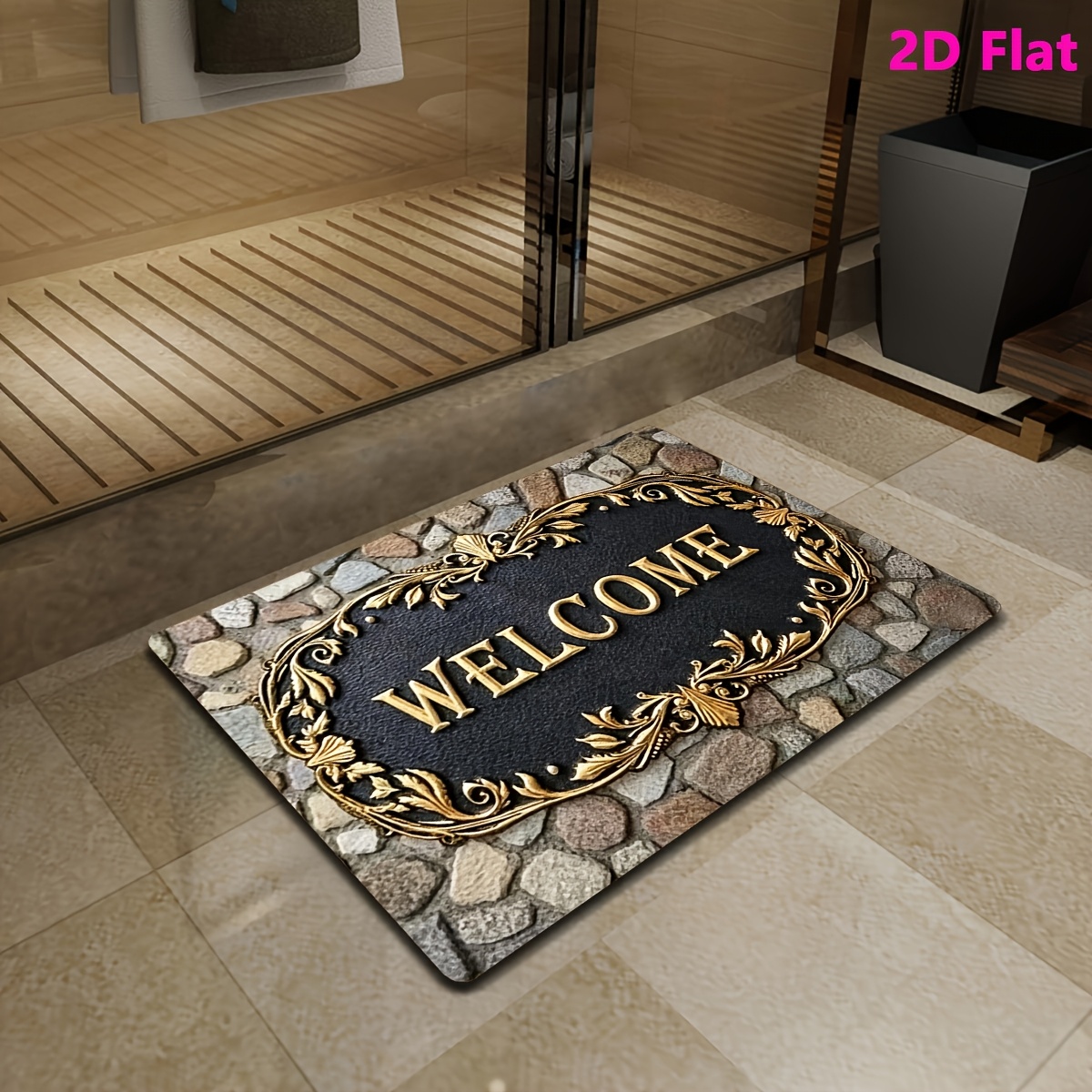 TEMU 1pc Vintage Design Printed Doormat - Suitable For Doorways, , , Bathrooms, Living Rooms, Bedrooms, And Offices - Decor, New Doormat, Decoration,