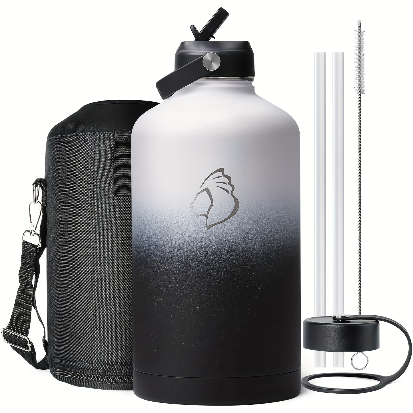 1 gallon 128oz water bottle straw lid double wall 48h - Temu