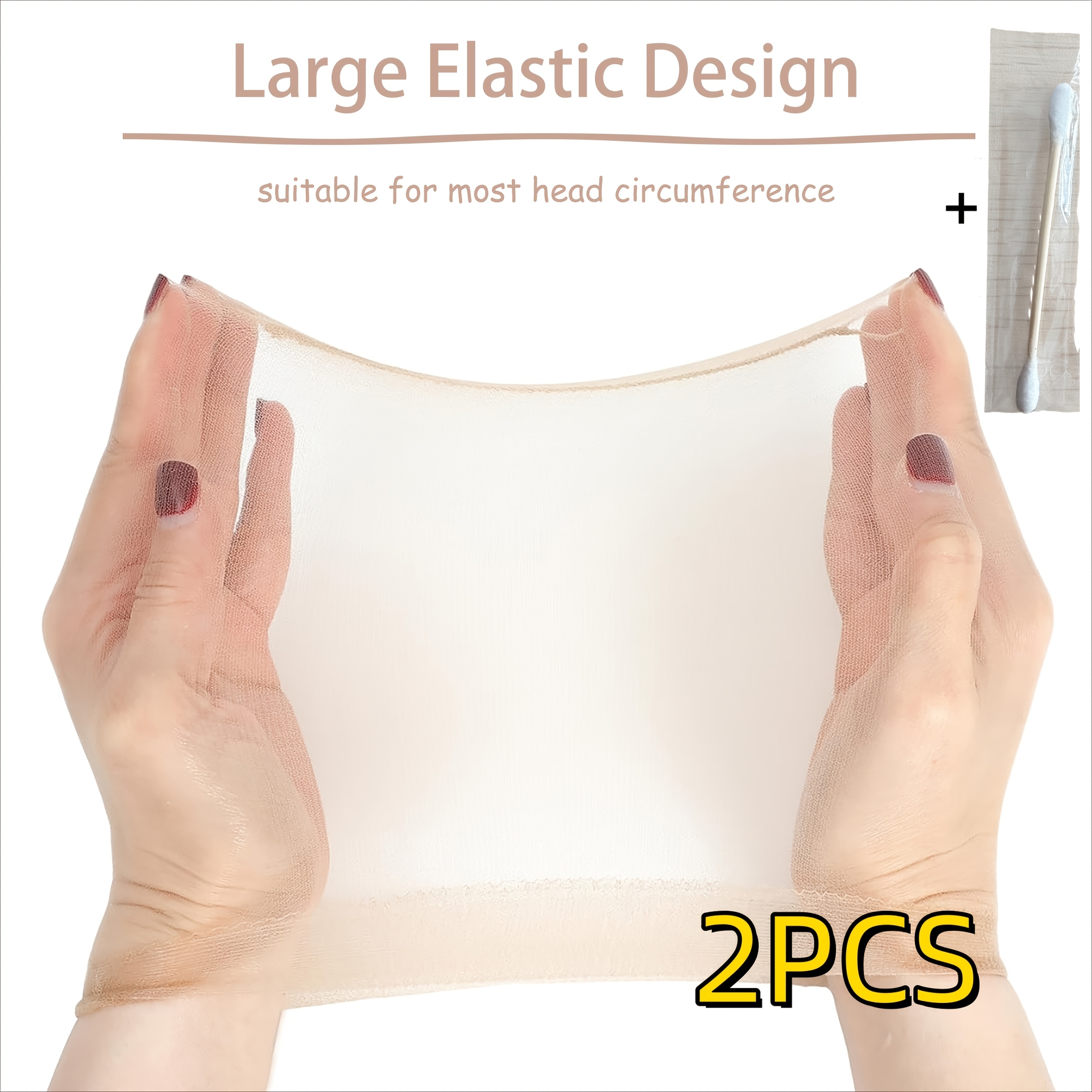 TEMU 2pcs Hd Invisible Wig Caps Stretchy+1pc Cleaning Rod, Transparent, Super Soft & Breathable Nylon Caps, Nude Wig Caps For Women
