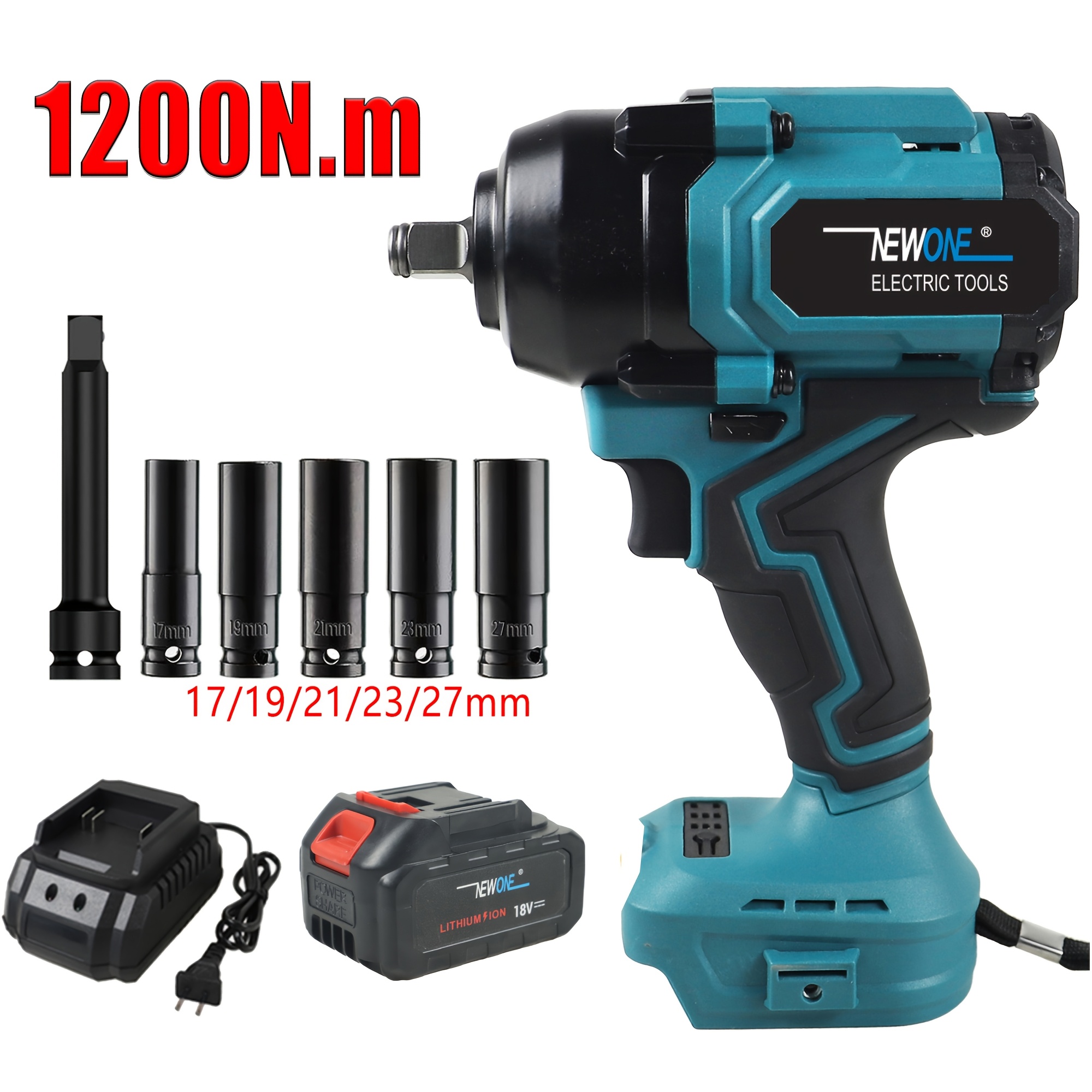 

1200nm (860ft-lbs) Cordless Impact Wrench, 1/2 Brushless Impact , 1800rpm Power Impact Wrench, Battery, Fast Charger, Pistola De Impacto For Heavy Duty Truck Rv Mower