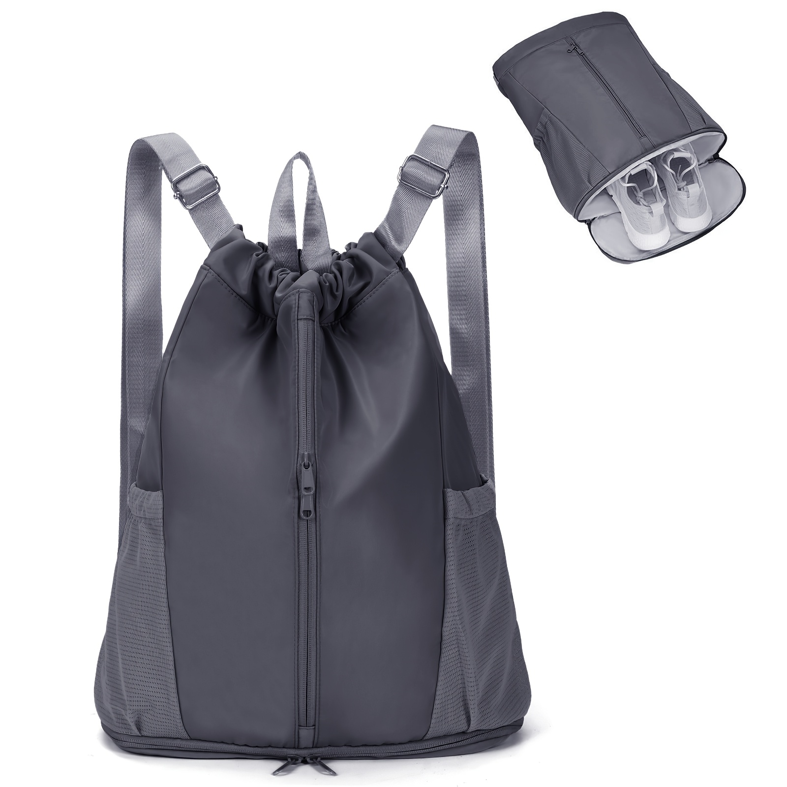 Image of Drawstring Backpack With Separate Shoe Compartment For Women And Men | Versatile Sports Gym Bag With Wide Adjustable Shoulder Straps For Travel, Yoga Fitness, Outdoor-sports