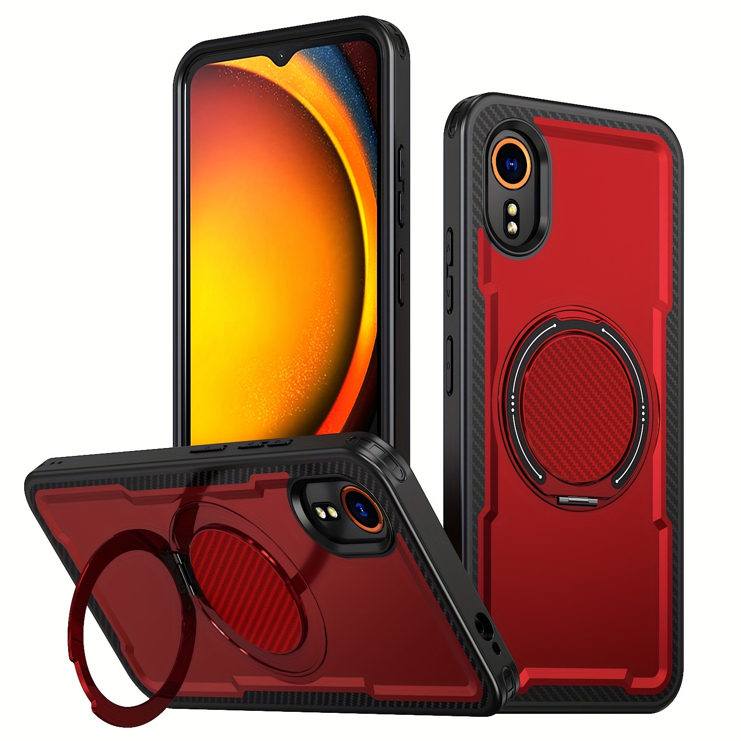 TEMU Phone Case: High-quality Shockproof Matte Carbon Fiber Texture Phone Case, Suitable For Galaxy X Cover 7/cover 7 Pro. Features A Built-in 360Â°