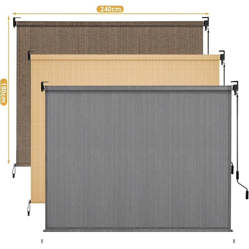 2-pack Hdpe Retractable Vertical Awnings, Garden Privacy Shades, Retractable And Uv Protection, Aluminum Alloy Tubing And Crank Control, Suitable For Windows, , Gardens, And , Drilling Required