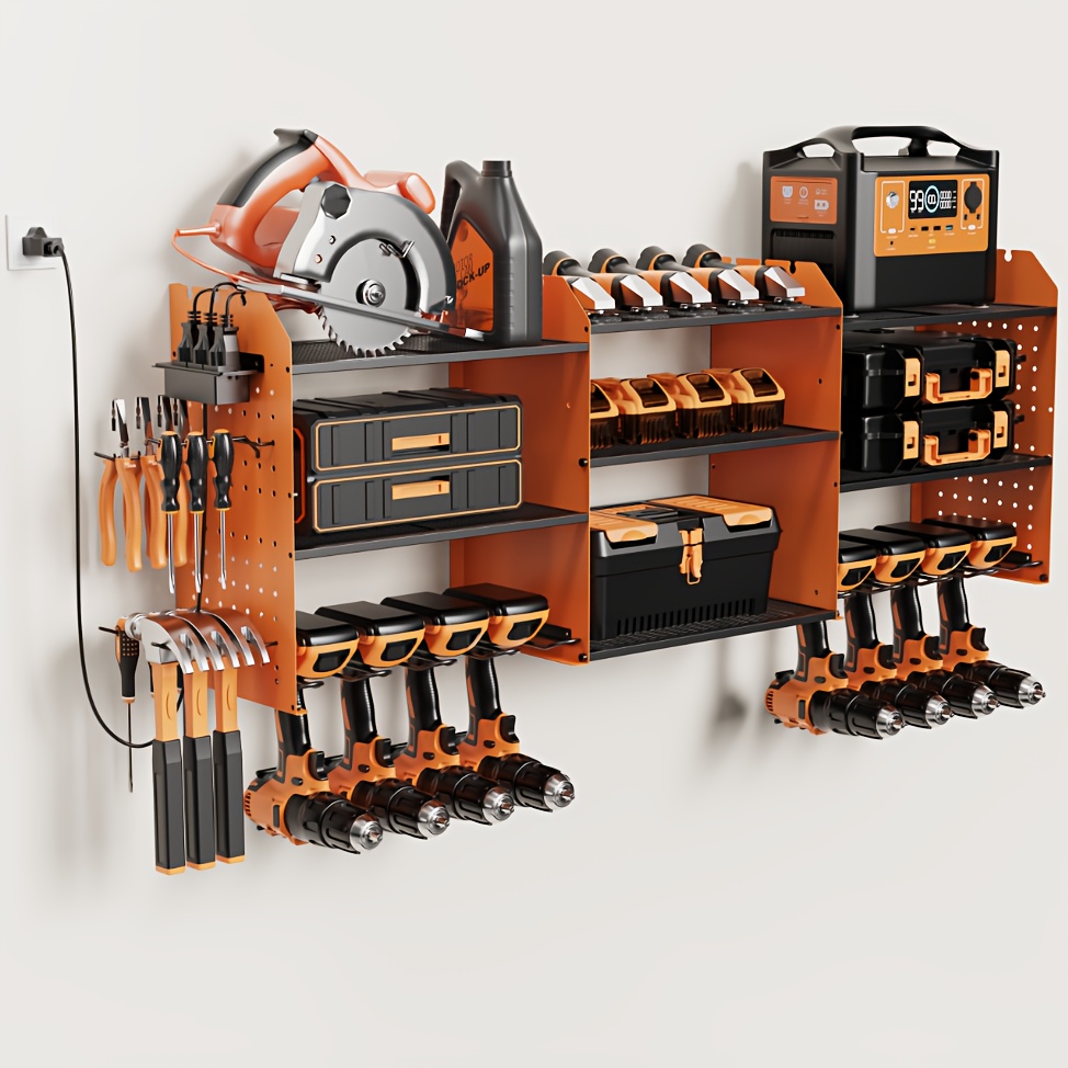 3 Layer Wall Mount Power Tool Organizer With Charging