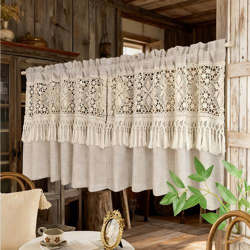 1pc bohemian style hollow crochet lace short curtain rod suitable for room door home decor for farmhouse b b