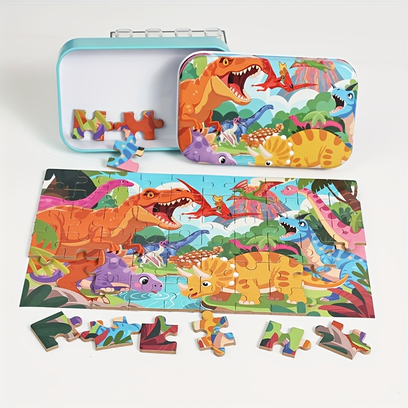 60pcs Dinosaur Puzzle For Kids - Color-coded Dino Bones Learning Toy, Portable For Early Problem- Skills & Motor Development, Educational Dinosaur Assembly Game