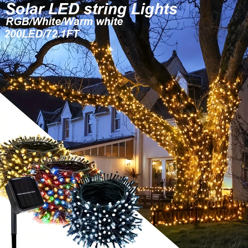 

Solar Powered String Lights 72ft 200led 8 Lights Solar Christmas Lights Starry Fairy Lights For Patio Wedding Party Decor