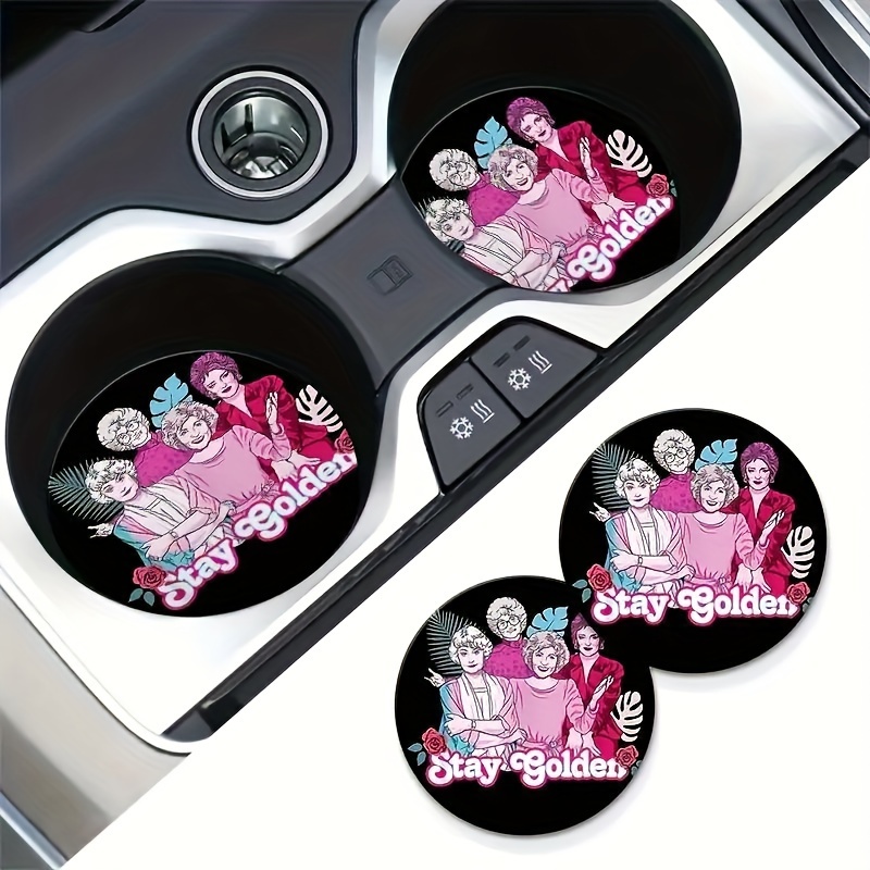 

Car Coasters: 2 Pieces Acrylic Coasters Featuring The Iconic "golden Girls" For Your Car's Cup Holders - Keep Your Drinks Secure And Your Car Interior Clean!