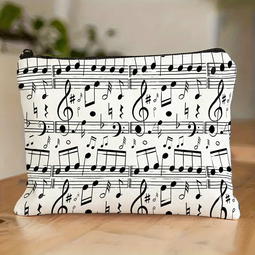 TEMU 1pc Note Lady Makeup Bag, Stylish And Easy Musical Note Pattern With Rhythmic Music , Perfect Gift For Travel, Vacation, Business, Fitness, And