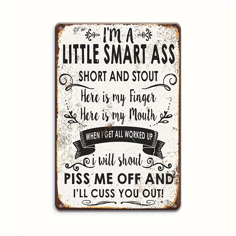 TEMU Vintage-style Humorous Metal Sign - 12"x8" Retro Wall Art Decor For Garage, Porch, Cafe, Bar And Man Cave - Unique Gift For And Family With Quirky Sense Of Humor