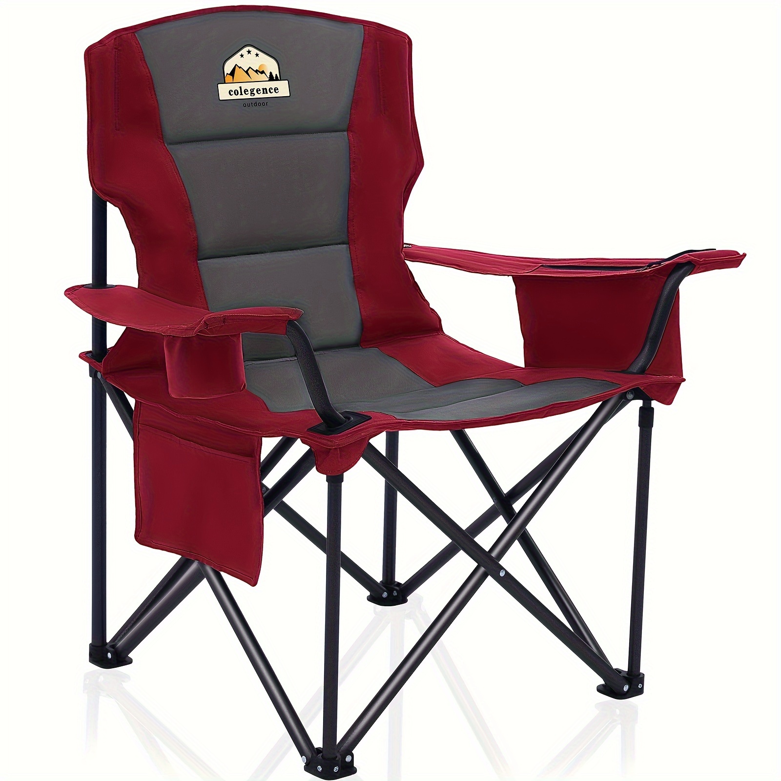 oversized camping outdoor heavy duty chair support 450 lbs carry bag included heavy people padded folding camp chairs with lumbar support cooler bag mesh cup holder pocket for sport lawn sports