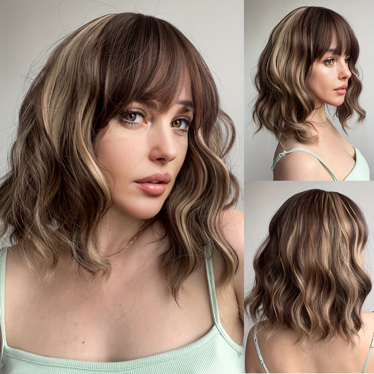 TEMU 's & Blonde Ombre Curly Wig - Heat-resistant 14" Long Wavy Hairpiece, Easy To Style For Cosplay, Daily Wear &