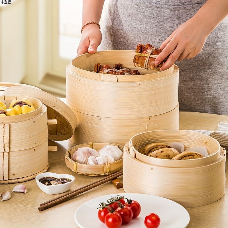 1  complete set handmade bamboo steamer baskets bun steamer dim sum bamboo steamer mutifunctional pastry steamer for home kitchen restaurant hotel kitchen supplies cookware accessories kitchen utensils details 8