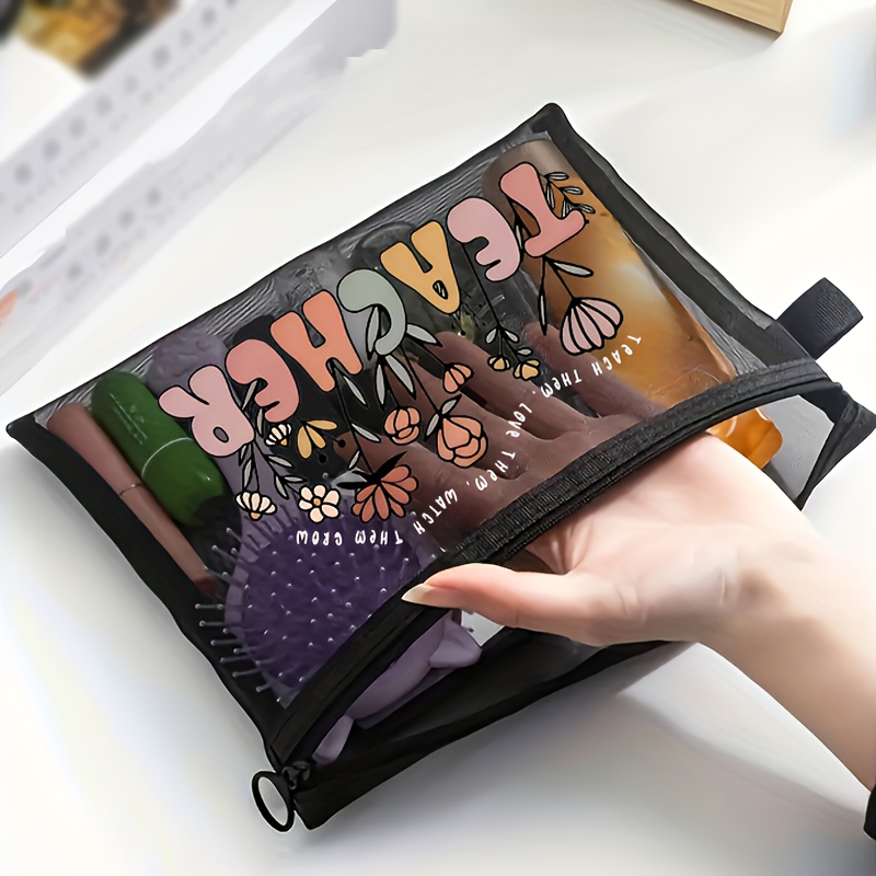 Weiße Kosmetiktasche Für Damen – Make-up-Tasche Zum Reisen, Geschenkidee Für Lehrer & Frauen
