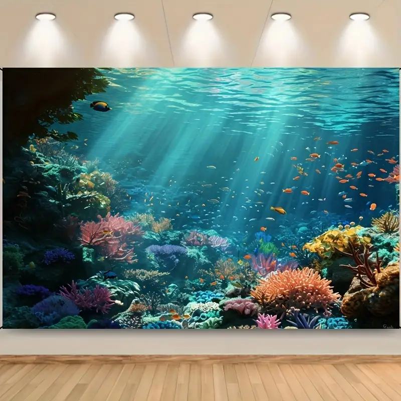 Sea Polyester Photography Backdrop Aquarium Underwater World - Temu