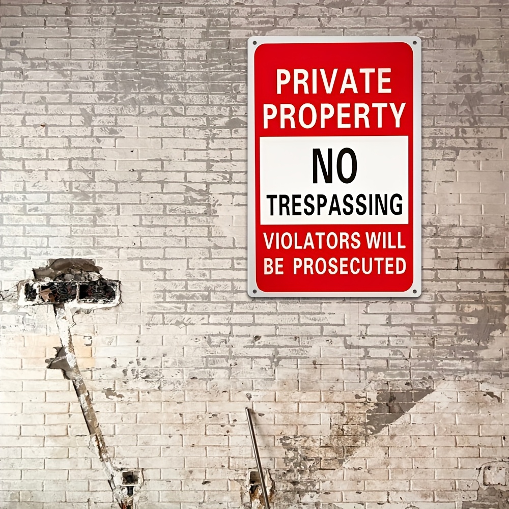 TEMU Reflective No Trespassing Sign - Violators Prosecuted, Weatherproof Aluminum, , 10x14 Inch, Durable Metal Warning Sign For Indoor/outdoor Use,