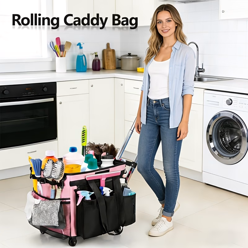 Rolling Cleaning Cart, Cleaning Cart Bag wit...
